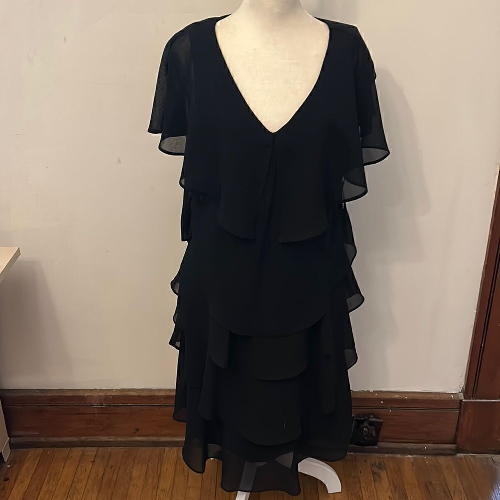 Ignite Evenings black flowy tiered dress Size 10 New